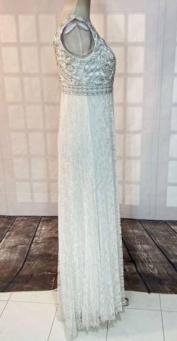 Sue Wong  NWT white beaded pleated white lace formal gown size 0