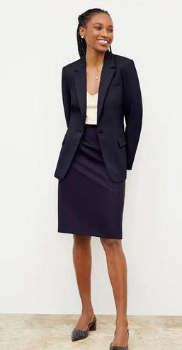 MM.LaFleur M.M. LaFleur The Cobble Hill Washable Wool Twill Navy Blue Pencil Career Skirt