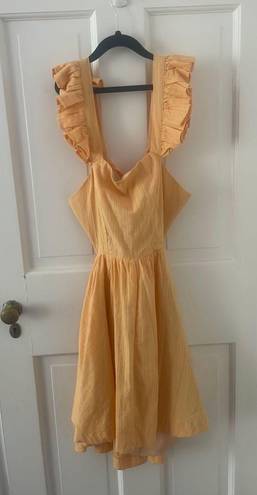 &merci Orange ruffled sleeve dress