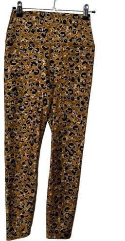 Carbon 38  Womens Printed High Rise Layered Gold Leopard 7/8 Leggings Size Small