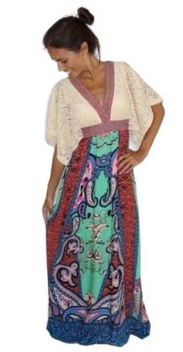 Flying Tomato  Maxi Dress Womens Medium Lace Boho Paisley Geometric