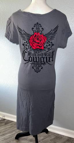 Rock & Roll Cowgirl Embroidered Rose Knee Length Dress Size Large