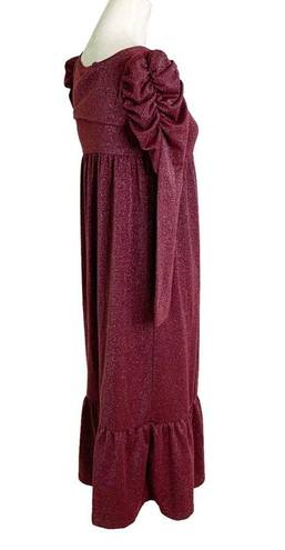 Betsey Johnson  Sparkle Metallic Rib Midi Dress Wine Size S NWT