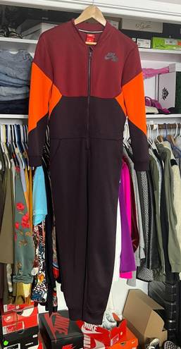 Nike Qsport burgundy orange color lock sweatsuit zip up jumpsuit XS