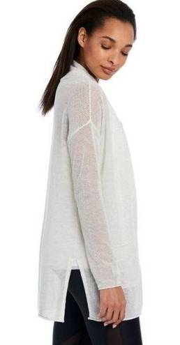 Lole  Marnie Light Heather Grey White Sheer Open Front Cardigan Size Small