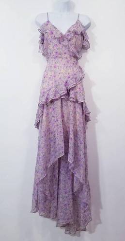 ASTR  the Label Lilac Multi Color Floral High Low Ruffle Dress Cold Dress