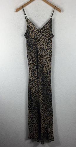 ALLSAINTS  Hera Leopard Print Satin Sleeveless Midi Slip Dress Medium