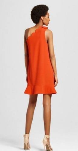 Victoria Beckham  One Shoulder Orange Dress Womens Size‎ L Short A Line Stylish