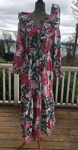 INC  INTERNATIONAL CONCEPTS Plus Size Floral-Print Ruffled Maxi Dress - Size 1X.