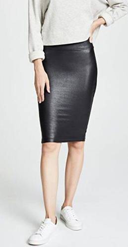 Spanx Faux Leather Pencil Skirt Very Black Shiny Stretchy Shapewear Edgy Moto XL