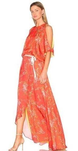 Alexis  Red Cold Shoulder Angia Floral Crepe Maxi Dress Sz S