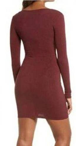 Naked Wardrobe  Snatched Bustier Long Sleeve Rib Body-Con Dress (M)