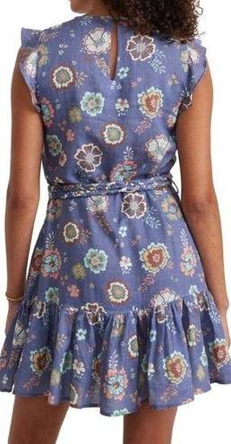 Marine layer  NWT Linen Blend Laney Floral Short Dress Purple Large $128