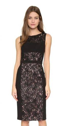 Black Halo  Wyatt Black Lace Embroidered Sheath Midi Dress Size 0