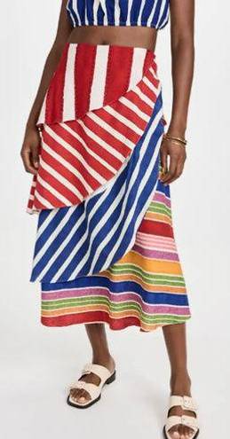 Farm Rio  Amazing Stripes Frilled‎ Midi SKirt