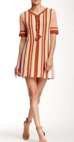 Free People NWT  Lollipop Sunset Orange Combo Crochet Beach Coverup Mini Dress- Size Small