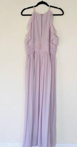 Donna Morgan New  Skye Ruffles Cutaway Halter Pink Gown Women's Size 18