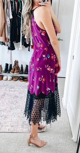 Rebecca Taylor Purple Floral Lace Midi Dress