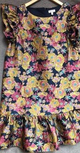 TCEC  Large, multi colored satin brocade material with beautiful flower pattern