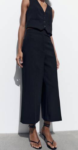 ZARA High Rise Wide Leg Black Trouser Pants