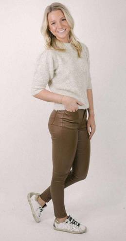 Molly Bracken Cognac Faux Leather Skinny Pants