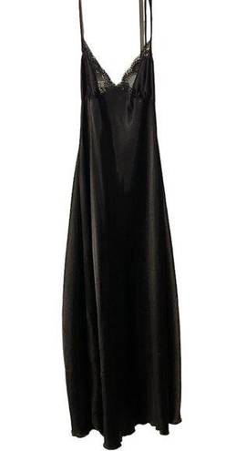 Frederick's of Hollywood Frederick’s of Hollywood Vintage Black Satin Lace Dress Nightgown Pajamas sz L