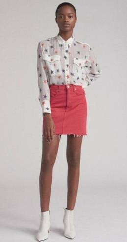 Rag and Bone  Moss Red Denim Mini Skirt Size S