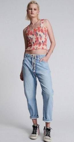 One Teaspoon NEW  28 / 6 Womens  Relaxed Fit Laced Bandit Jeans Lace Up Best Blue