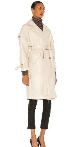 Apparis Kiera Faux Leather Trench Coat in Ivory Large