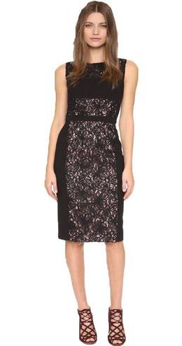 Black Halo  Wyatt Black Lace Embroidered Sheath Midi Dress Size 0