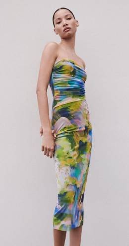 ZARA Strapless Watercolor Dress