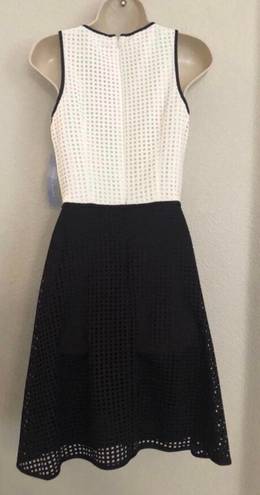 London Times NWT  black & white mesh dress. Sz 4