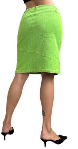 United Colors Of Benetton Vintage Y2K  Neon Lime Green Corduroy Pencil Skirt sz L