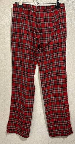 Bulldog Vintage 90s Plaid Red Flare Grunge Raw Hem Pants Size 6