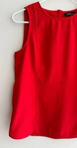 Dalia Collection Dalia Square Tank Top with Rounded Hem, Business Casual Blouse, Red, Size XS