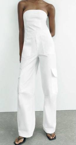 ZARA White Cargo Jumpsuit