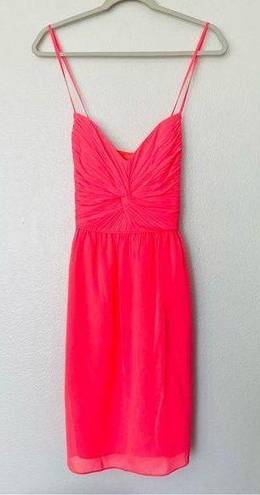 Shoshanna NWT  Carine 100% Silk Bright Pink Spaghetti Strap Mini Dress Size 10