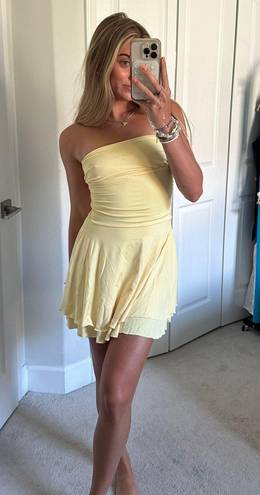 Amazon Strapless Yellow Mini Dress