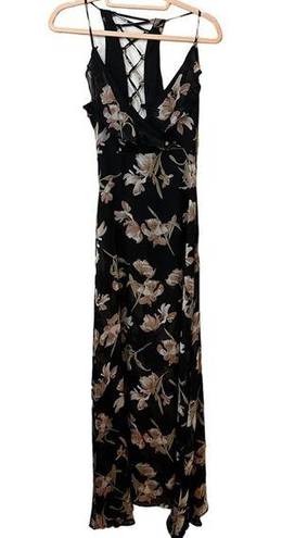 Sans Souci  FLORAL ROMANTIC RUFFLE SHEER MAXI LONG DRESS WITH SHORT LINING SIZE:S