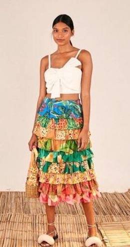 Farm Rio NWT  Mixed Prints Multi-Layered Midi Skirt