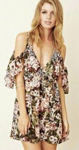 Planet Blue  Blu moon renaissance ruffle Floral mini dress XSmall off the back