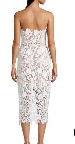 Elliatt Optics Floral Lace Peplum Dress — white & nude