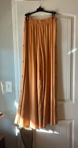 Lulus Orange Side Button Wide-leg Pants