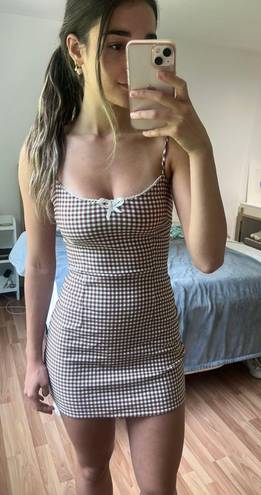 Urban Outfitters Gingham Mini Dress With Bow