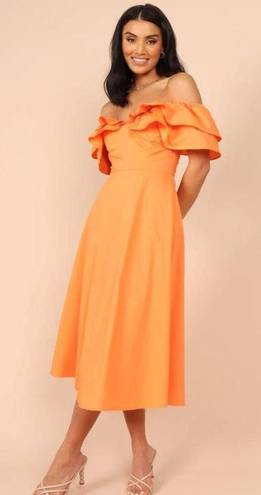 Petal and Pup  Cabo Orange Frill Sleeve Midi Dress M