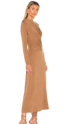 Vince Long Sleeve Draped Dress in Dark Taupe Large