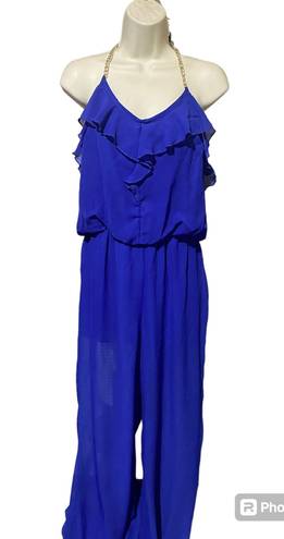 L8ter Cobalt blue Romper pants jumpsuit golden chain strap women size M