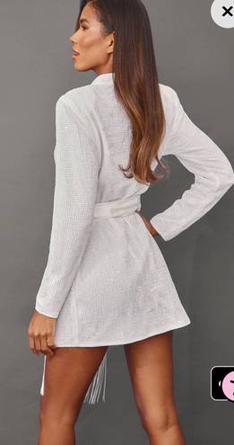 Pretty Little Thing White sequin blazer dress