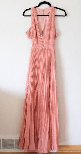 Fame and Partners  Pleated Evening Cutout Gown