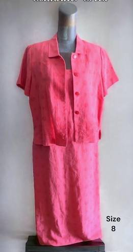 Coldwater Creek ! 0419 -  Vintage | Coral | Maxi | Linen |Dress | Jacket Blazer | 2 Piece Set - Size 8